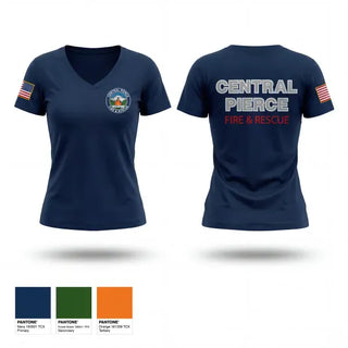 Womens Short Sleeve Vneck Shirt, Central Pierce Wildfire, Fire Department, Teamtime, Team time, sublimation, custom sports apparel, team uniforms, spirit wear, spiritwear, sports uniforms, custom shirts, team store, custom team store, fundraiser sports, apparel fundraiser