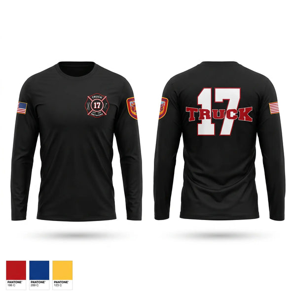 Long Sleeve Performance Shirt, Truck 17, Fire Department, Teamtime, Team time, sublimation, custom sports apparel, team uniforms, spirit wear, spiritwear, sports uniforms, custom shirts, team store, custom team store, fundraiser sports, apparel fundraiser