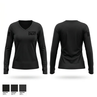 Womens Long Sleeve Vneck Shirt, New Britain SWAT, Police, Teamtime, Team time, sublimation, custom sports apparel, team uniforms, spirit wear, spiritwear, sports uniforms, custom shirts, team store, custom team store, fundraiser sports, apparel fundraiser
