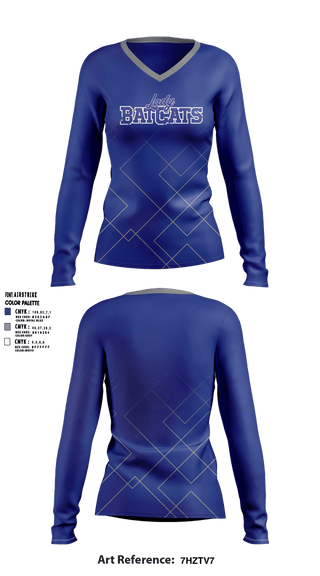 Womens Long Sleeve Vneck Shirt, Lady BatCats, Softball, Teamtime, Team time, sublimation, custom sports apparel, team uniforms, spirit wear, spiritwear, sports uniforms, custom shirts, team store, custom team store, fundraiser sports, apparel fundraiser