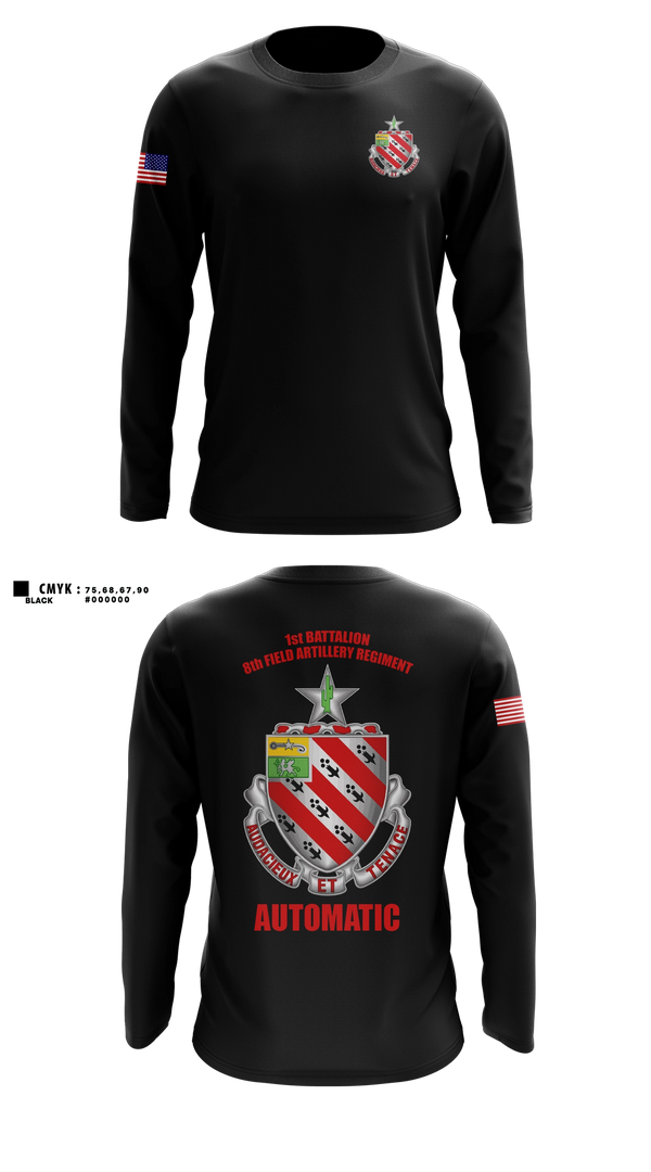 Long Sleeve Performance Shirt, 1/8 Field Artillery Regiment, Army, Teamtime, Team time, sublimation, custom sports apparel, team uniforms, spirit wear, spiritwear, sports uniforms, custom shirts, team store, custom team store, fundraiser sports, apparel fundraiser