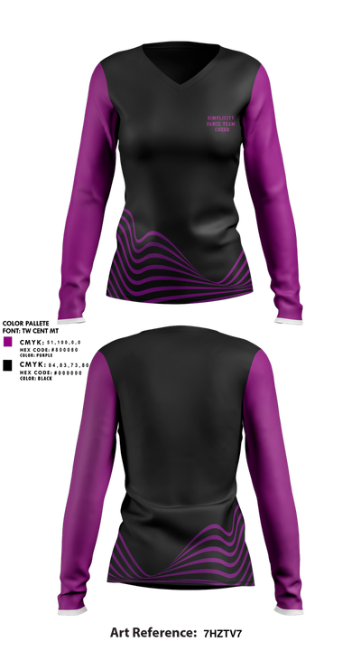 Simplicity Dance Team 81874019 Women's Long Sleeve V-neck Shirt - 3