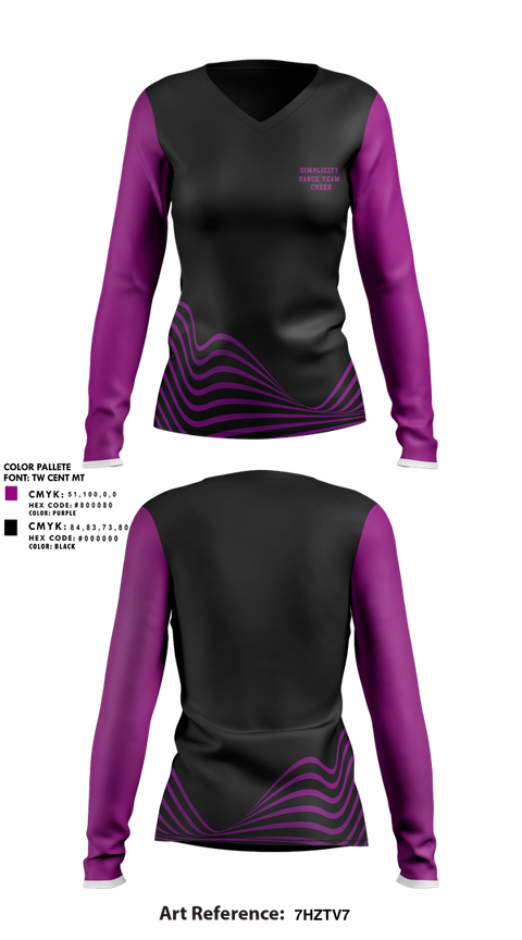 Womens Long Sleeve Vneck Shirt, Simplicity Dance Team, Cheer, Teamtime, Team time, sublimation, custom sports apparel, team uniforms, spirit wear, spiritwear, sports uniforms, custom shirts, team store, custom team store, fundraiser sports, apparel fundraiser