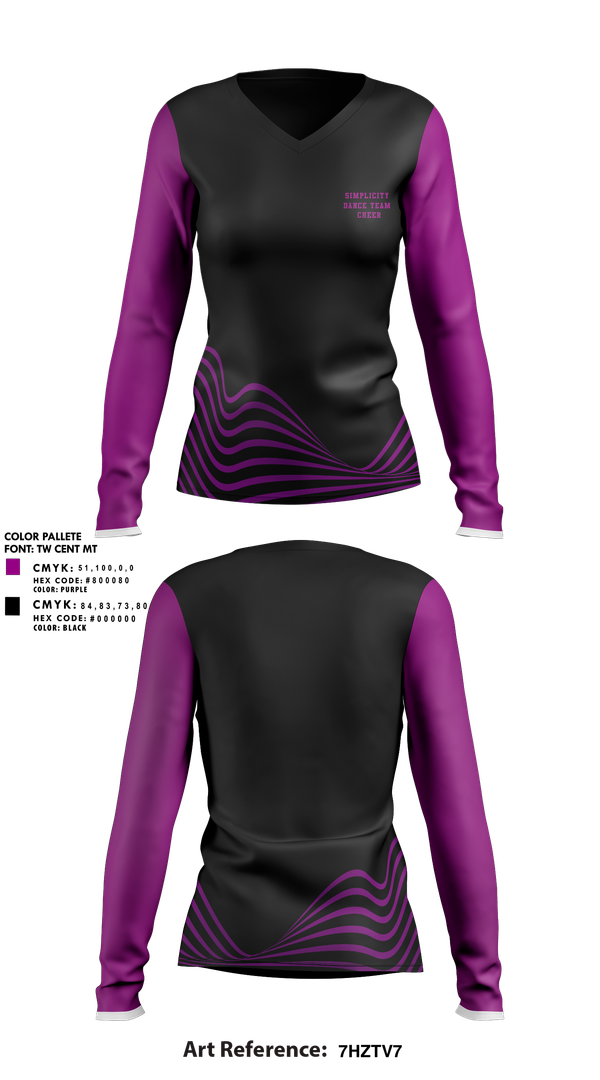 Womens Long Sleeve Vneck Shirt, Simplicity Dance Team, Cheer, Teamtime, Team time, sublimation, custom sports apparel, team uniforms, spirit wear, spiritwear, sports uniforms, custom shirts, team store, custom team store, fundraiser sports, apparel fundraiser