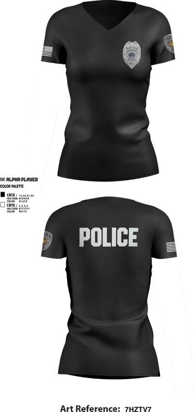 Neosho Police 57078695 Women's Short Sleeve V-neck Shirt - 1