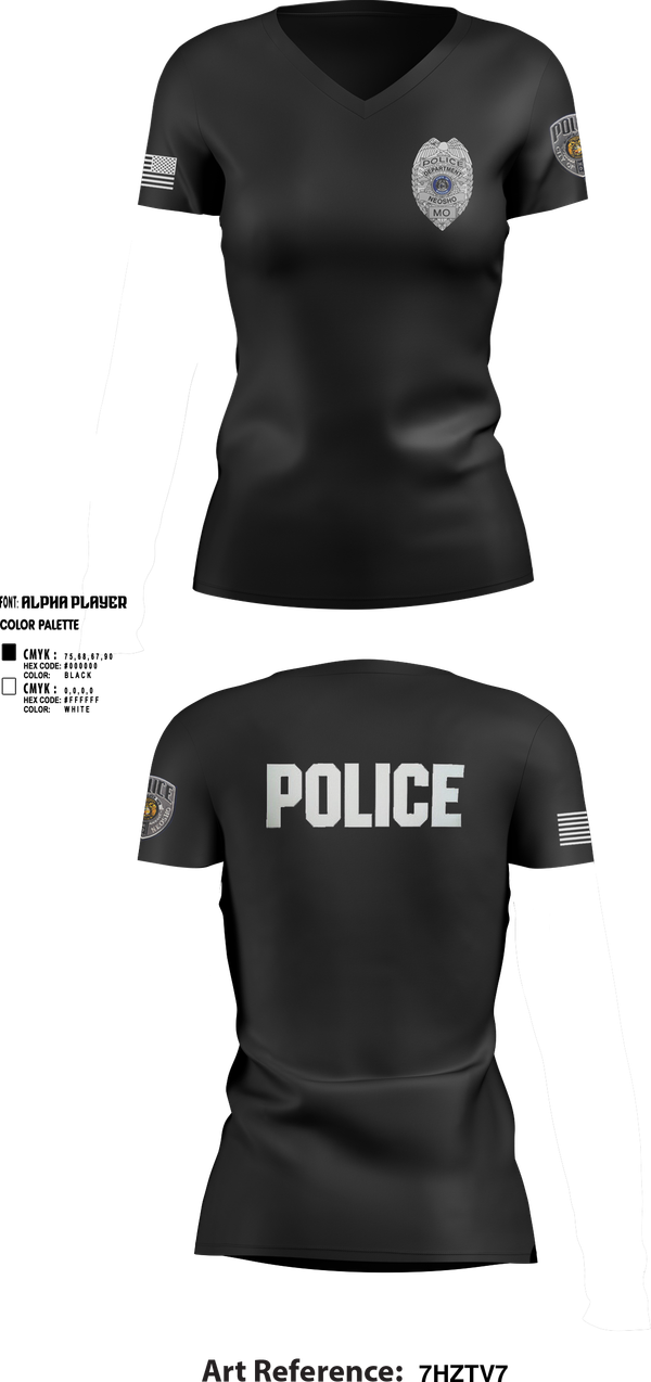 Womens Short Sleeve Vneck Shirt, Neosho Police, Police, Teamtime, Team time, sublimation, custom sports apparel, team uniforms, spirit wear, spiritwear, sports uniforms, custom shirts, team store, custom team store, fundraiser sports, apparel fundraiser