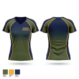 Womens Short Sleeve Vneck Shirt, Golden Pioneers, Men's Soccer, Teamtime, Team time, sublimation, custom sports apparel, team uniforms, spirit wear, spiritwear, sports uniforms, custom shirts, team store, custom team store, fundraiser sports, apparel fundraiser