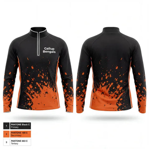 Quarter Zip Jacket, Gallup Bengals, Baseball, Teamtime, Team time, sublimation, custom sports apparel, team uniforms, spirit wear, spiritwear, sports uniforms, custom shirts, team store, custom team store, fundraiser sports, apparel fundraiser