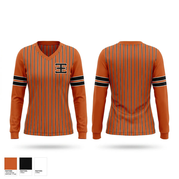 Womens Long Sleeve Vneck Shirt, Elite Expos, Baseball, Teamtime, Team time, sublimation, custom sports apparel, team uniforms, spirit wear, spiritwear, sports uniforms, custom shirts, team store, custom team store, fundraiser sports, apparel fundraiser