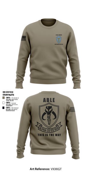 Crew Neck Sweatshirt, A Co 172 BEB, National Guard, Teamtime, Team time, sublimation, custom sports apparel, team uniforms, spirit wear, spiritwear, sports uniforms, custom shirts, team store, custom team store, fundraiser sports, apparel fundraiser