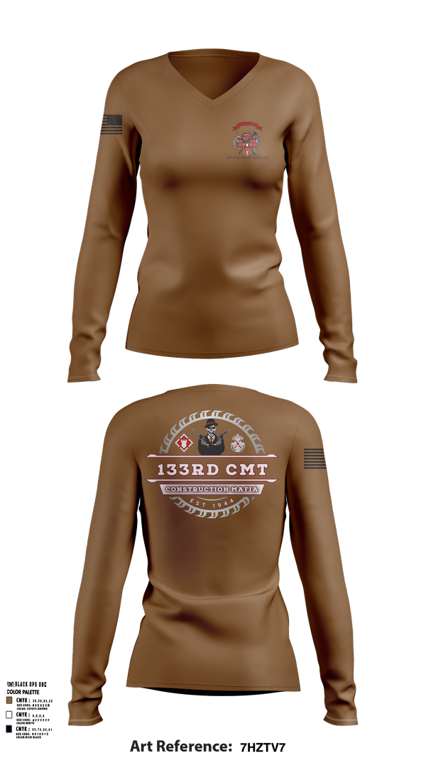 Womens Long Sleeve Vneck Shirt, 133rd Construction Management Team, , Teamtime, Team time, sublimation, custom sports apparel, team uniforms, spirit wear, spiritwear, sports uniforms, custom shirts, team store, custom team store, fundraiser sports, apparel fundraiser