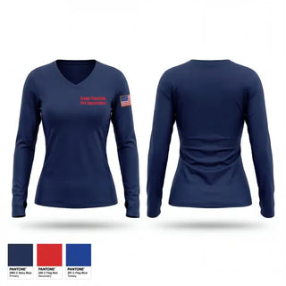 Womens Long Sleeve Vneck Shirt, Gregg Township Fire Department, Fire Department, Teamtime, Team time, sublimation, custom sports apparel, team uniforms, spirit wear, spiritwear, sports uniforms, custom shirts, team store, custom team store, fundraiser sports, apparel fundraiser