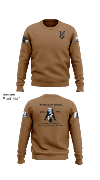 Crew Neck Sweatshirt, Uss patriot, Navy, Teamtime, Team time, sublimation, custom sports apparel, team uniforms, spirit wear, spiritwear, sports uniforms, custom shirts, team store, custom team store, fundraiser sports, apparel fundraiser