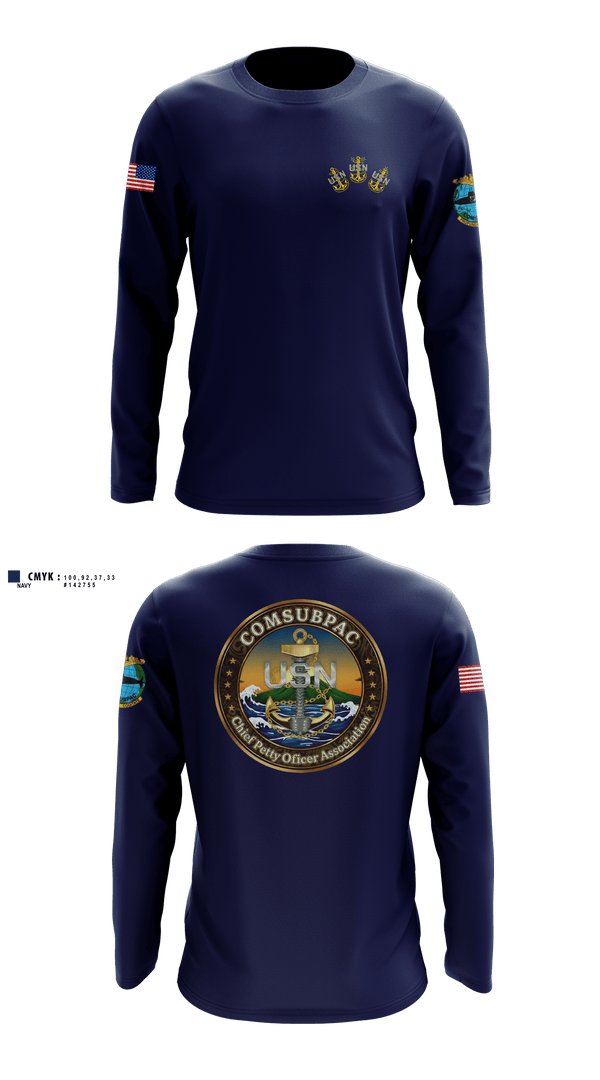 Long Sleeve Performance Shirt, COMSUBPAC CPOA, Navy, Teamtime, Team time, sublimation, custom sports apparel, team uniforms, spirit wear, spiritwear, sports uniforms, custom shirts, team store, custom team store, fundraiser sports, apparel fundraiser