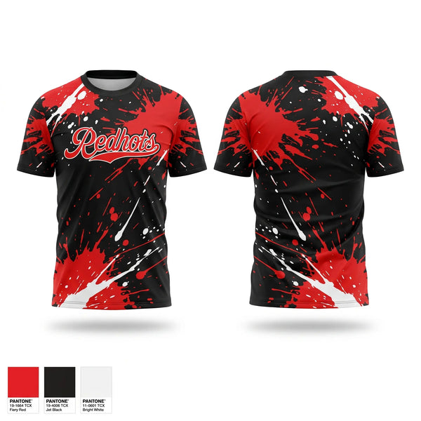 Short Sleeve Performance Shirt, Redhots, Baseball, Teamtime, Team time, sublimation, custom sports apparel, team uniforms, spirit wear, spiritwear, sports uniforms, custom shirts, team store, custom team store, fundraiser sports, apparel fundraiser