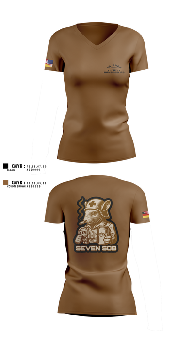 10 EAEF Bronze Crew 32641505 Women's Short Sleeve V-neck Shirt - 1