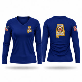 Womens Long Sleeve Vneck Shirt, Alabama Law Enforcement Agency, Police, Teamtime, Team time, sublimation, custom sports apparel, team uniforms, spirit wear, spiritwear, sports uniforms, custom shirts, team store, custom team store, fundraiser sports, apparel fundraiser