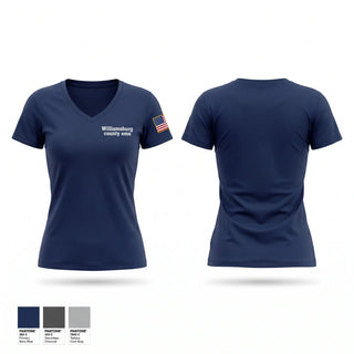 Womens Short Sleeve Vneck Shirt, Williamsburg county ems, EMS/EMT, Teamtime, Team time, sublimation, custom sports apparel, team uniforms, spirit wear, spiritwear, sports uniforms, custom shirts, team store, custom team store, fundraiser sports, apparel fundraiser