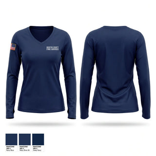 Womens Long Sleeve Vneck Shirt, Newton County Fire Service, Fire Department, Teamtime, Team time, sublimation, custom sports apparel, team uniforms, spirit wear, spiritwear, sports uniforms, custom shirts, team store, custom team store, fundraiser sports, apparel fundraiser