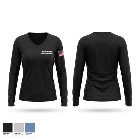 Womens Long Sleeve Vneck Shirt, 5th Precinct Special Operations, Police, Teamtime, Team time, sublimation, custom sports apparel, team uniforms, spirit wear, spiritwear, sports uniforms, custom shirts, team store, custom team store, fundraiser sports, apparel fundraiser