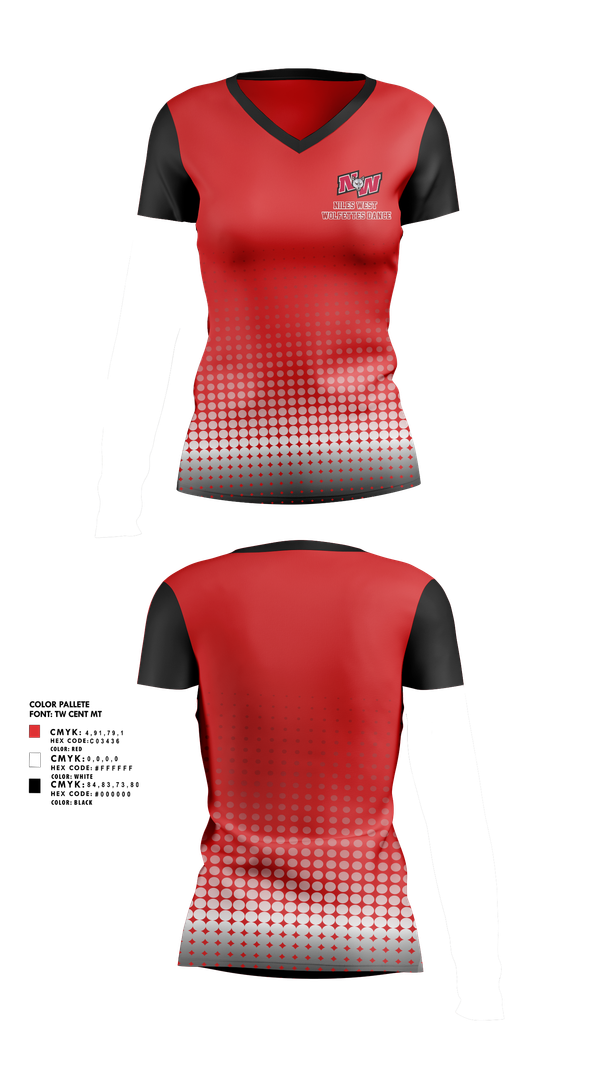 Womens Short Sleeve Vneck Shirt, Niles West Wolfettes Dance, Spirit Store, Teamtime, Team time, sublimation, custom sports apparel, team uniforms, spirit wear, spiritwear, sports uniforms, custom shirts, team store, custom team store, fundraiser sports, apparel fundraiser