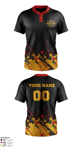 Two Button Softball Jersey, Alpha One Immortals, Softball, Teamtime, Team time, sublimation, custom sports apparel, team uniforms, spirit wear, spiritwear, sports uniforms, custom shirts, team store, custom team store, fundraiser sports, apparel fundraiser