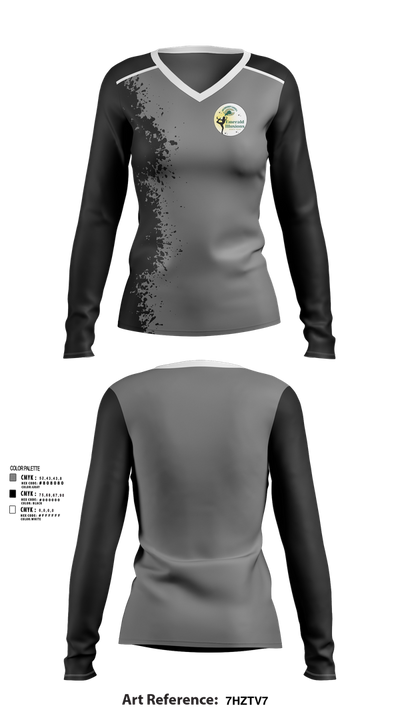 Emerald Illusions Dance Team 67098872 Women's Long Sleeve V-neck Shirt - 47