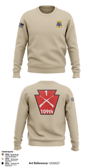 Crew Neck Sweatshirt, A co 1/109, National Guard, Teamtime, Team time, sublimation, custom sports apparel, team uniforms, spirit wear, spiritwear, sports uniforms, custom shirts, team store, custom team store, fundraiser sports, apparel fundraiser