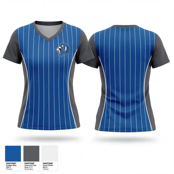 Womens Short Sleeve Vneck Shirt, Lady Lions, Softball, Teamtime, Team time, sublimation, custom sports apparel, team uniforms, spirit wear, spiritwear, sports uniforms, custom shirts, team store, custom team store, fundraiser sports, apparel fundraiser
