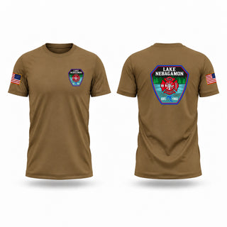 Old School Cotton Feel Shirt, Lake Nebagamon Fire Department, Fire Department, Teamtime, Team time, sublimation, custom sports apparel, team uniforms, spirit wear, spiritwear, sports uniforms, custom shirts, team store, custom team store, fundraiser sports, apparel fundraiser