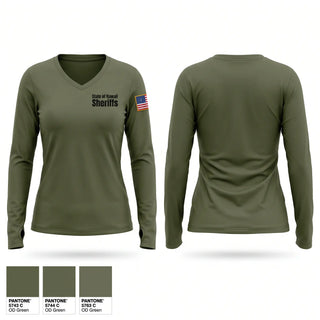 Womens Long Sleeve Vneck Shirt, State of Hawaii Sheriffs, Police, Teamtime, Team time, sublimation, custom sports apparel, team uniforms, spirit wear, spiritwear, sports uniforms, custom shirts, team store, custom team store, fundraiser sports, apparel fundraiser