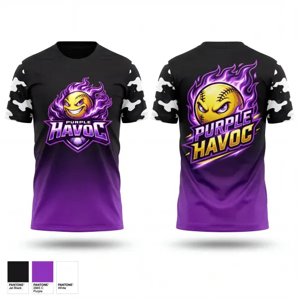 Old School Cotton Feel Shirt, Purple Havoc, Softball, Teamtime, Team time, sublimation, custom sports apparel, team uniforms, spirit wear, spiritwear, sports uniforms, custom shirts, team store, custom team store, fundraiser sports, apparel fundraiser