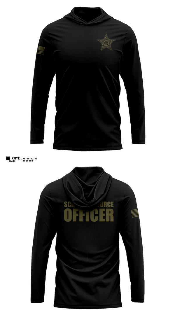 Long Sleeve hooded sunshirt, Okaloosa County Sheriff’s Office SRO, Police, Teamtime, Team time, sublimation, custom sports apparel, team uniforms, spirit wear, spiritwear, sports uniforms, custom shirts, team store, custom team store, fundraiser sports, apparel fundraiser