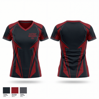 Womens Short Sleeve Vneck Shirt, Eastbay Warriors 12U, , Teamtime, Team time, sublimation, custom sports apparel, team uniforms, spirit wear, spiritwear, sports uniforms, custom shirts, team store, custom team store, fundraiser sports, apparel fundraiser