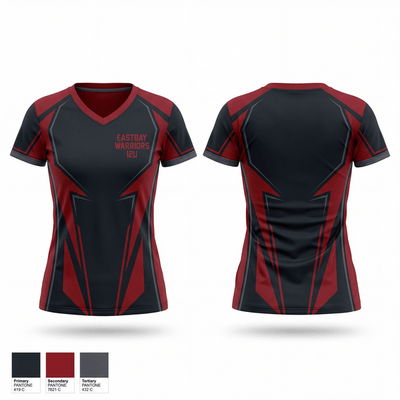 Eastbay Warriors 12U 59735081 Women's Short Sleeve V-neck Shirt - 1