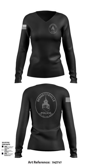 Womens Long Sleeve Vneck Shirt, Bennettsville Police, Police, Teamtime, Team time, sublimation, custom sports apparel, team uniforms, spirit wear, spiritwear, sports uniforms, custom shirts, team store, custom team store, fundraiser sports, apparel fundraiser