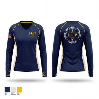 Womens Long Sleeve Vneck Shirt, LAPD-North Hollywood Division, Police, Teamtime, Team time, sublimation, custom sports apparel, team uniforms, spirit wear, spiritwear, sports uniforms, custom shirts, team store, custom team store, fundraiser sports, apparel fundraiser