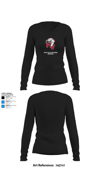Hatch Valley High School Basketball 36999724 Women's Long Sleeve V-neck Shirt - 7