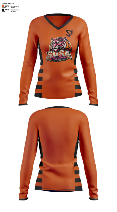 SOSA Basketball 52554966 Women's Long Sleeve V-neck Shirt - 2