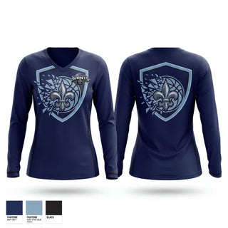 Womens Long Sleeve Vneck Shirt, Metro Stars, Baseball, Teamtime, Team time, sublimation, custom sports apparel, team uniforms, spirit wear, spiritwear, sports uniforms, custom shirts, team store, custom team store, fundraiser sports, apparel fundraiser
