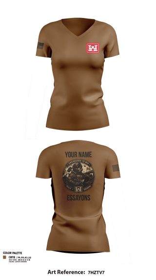 Womens Short Sleeve Vneck Shirt, 279 EN DET, Army, Teamtime, Team time, sublimation, custom sports apparel, team uniforms, spirit wear, spiritwear, sports uniforms, custom shirts, team store, custom team store, fundraiser sports, apparel fundraiser