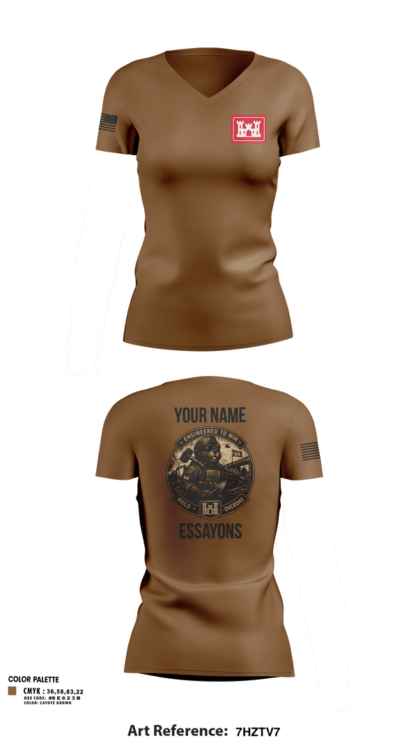 Womens Short Sleeve Vneck Shirt, 279 EN DET, Army, Teamtime, Team time, sublimation, custom sports apparel, team uniforms, spirit wear, spiritwear, sports uniforms, custom shirts, team store, custom team store, fundraiser sports, apparel fundraiser