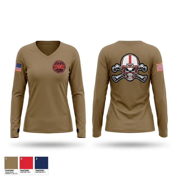 Womens Long Sleeve Vneck Shirt, Blackshirt Battalion, Navy, Teamtime, Team time, sublimation, custom sports apparel, team uniforms, spirit wear, spiritwear, sports uniforms, custom shirts, team store, custom team store, fundraiser sports, apparel fundraiser