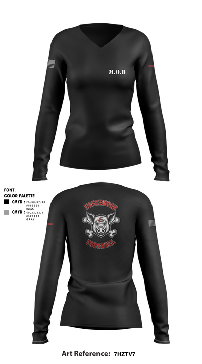 Eastbrook Football 93243823 Women's Long Sleeve V-neck Shirt - 6