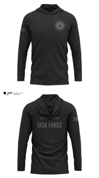 Long Sleeve Performance Shirt with hood, Ridgeway Station Task Force, Police, Teamtime, Team time, sublimation, custom sports apparel, team uniforms, spirit wear, spiritwear, sports uniforms, custom shirts, team store, custom team store, fundraiser sports, apparel fundraiser