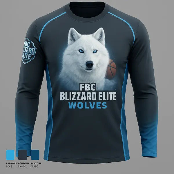 Long Sleeve Performance Shirt, FBC Blizzard Elite Wolves, Women's Basketball, Teamtime, Team time, sublimation, custom sports apparel, team uniforms, spirit wear, spiritwear, sports uniforms, custom shirts, team store, custom team store, fundraiser sports, apparel fundraiser