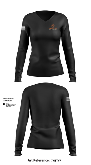 Womens Long Sleeve Vneck Shirt, Tri-Star UAS Response, Fire Department, Teamtime, Team time, sublimation, custom sports apparel, team uniforms, spirit wear, spiritwear, sports uniforms, custom shirts, team store, custom team store, fundraiser sports, apparel fundraiser