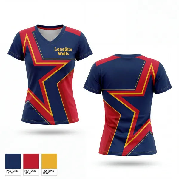 Womens Short Sleeve Vneck Shirt, LoneStar Wolfs, Softball, Teamtime, Team time, sublimation, custom sports apparel, team uniforms, spirit wear, spiritwear, sports uniforms, custom shirts, team store, custom team store, fundraiser sports, apparel fundraiser
