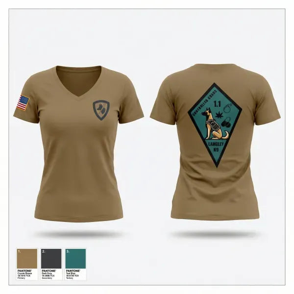 Womens Short Sleeve Vneck Shirt, 633 SFS K9, Air Force, Teamtime, Team time, sublimation, custom sports apparel, team uniforms, spirit wear, spiritwear, sports uniforms, custom shirts, team store, custom team store, fundraiser sports, apparel fundraiser