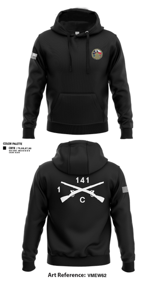 Hoodie, C Co 1-141 IN, Army, Teamtime, Team time, sublimation, custom sports apparel, team uniforms, spirit wear, spiritwear, sports uniforms, custom shirts, team store, custom team store, fundraiser sports, apparel fundraiser